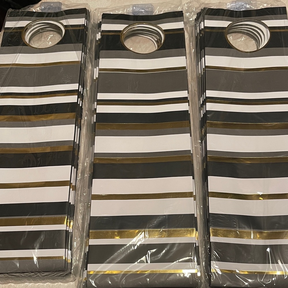 Bundle of 18 Striped Wine Gift Bags with Gold Accents
